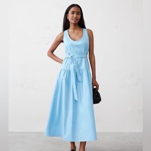 NWT! Banana Republic Baby Blue Poplin Corset Waist Midi Dress Size 10